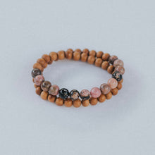 Load image into Gallery viewer, SACRED INDIA - Sandalwood &amp; Rhodonite Wrist Mala Bracelet