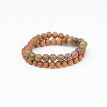 Load image into Gallery viewer, SACRED INDIA - Sandalwood & Unakite Wrist Mala Bracelet