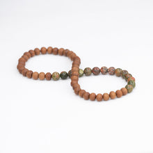 Load image into Gallery viewer, SACRED INDIA - Sandalwood & Unakite Wrist Mala Bracelet