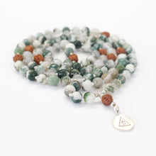 Load image into Gallery viewer, Green Tree Agate Mala Beads for Abundance