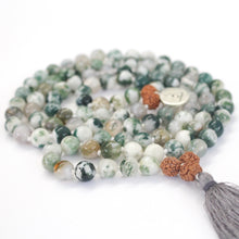 Load image into Gallery viewer, Green Tree Agate Abundance Mala Beads