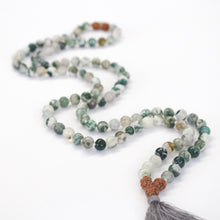 Load image into Gallery viewer, Green Tree Agate Abundance Mala Beads